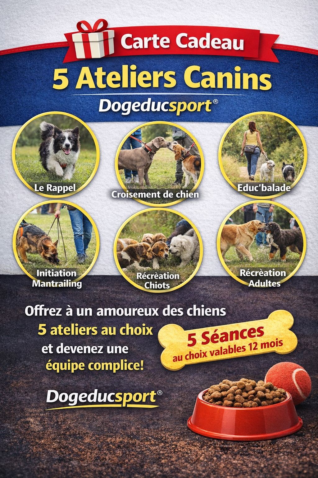 Carte cadeau 5 ateliers canins Dogeducsport®