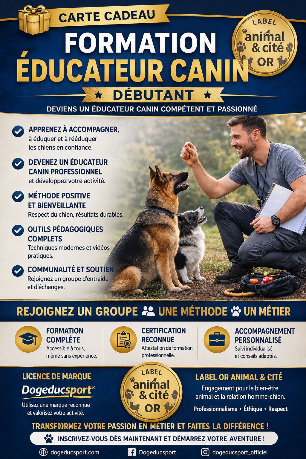 Carte cadeau Formation Educateur Canin Licence de Marque Dogeducsport®